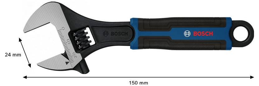 Bosch Professional 1600A03B65 1600A03B65 Rollgabelschlüssel Schlüsselweite (Metrisch) 24 mm Schlüsselweite (Zoll) 6"-3