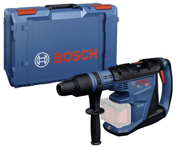 Bosch kabelloser Schlagbohrschrauber mit Seitengriff und blauem Transportkoffer.