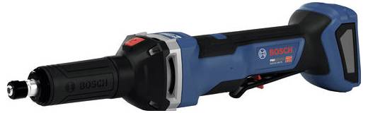 Blue Bosch-Akku-Rotationswerkzeug mit schwarzem vorderen Griff und hinterem Griff, dargestellt in Seitenansicht auf weißem Hintergrund.