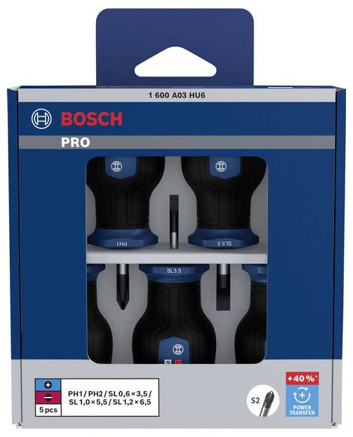 Bosch Professional 1600A03HU6 Schraubendreher-Set 5teilig PH, Schlitz-1