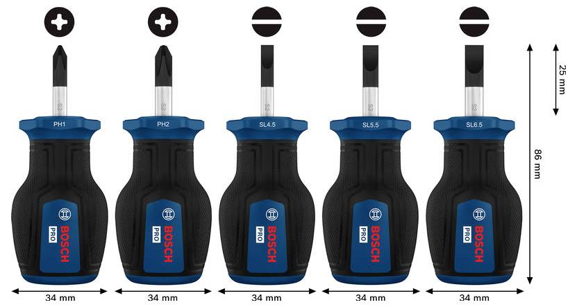 Bosch Professional 1600A03HU6 Schraubendreher-Set 5teilig PH, Schlitz-3