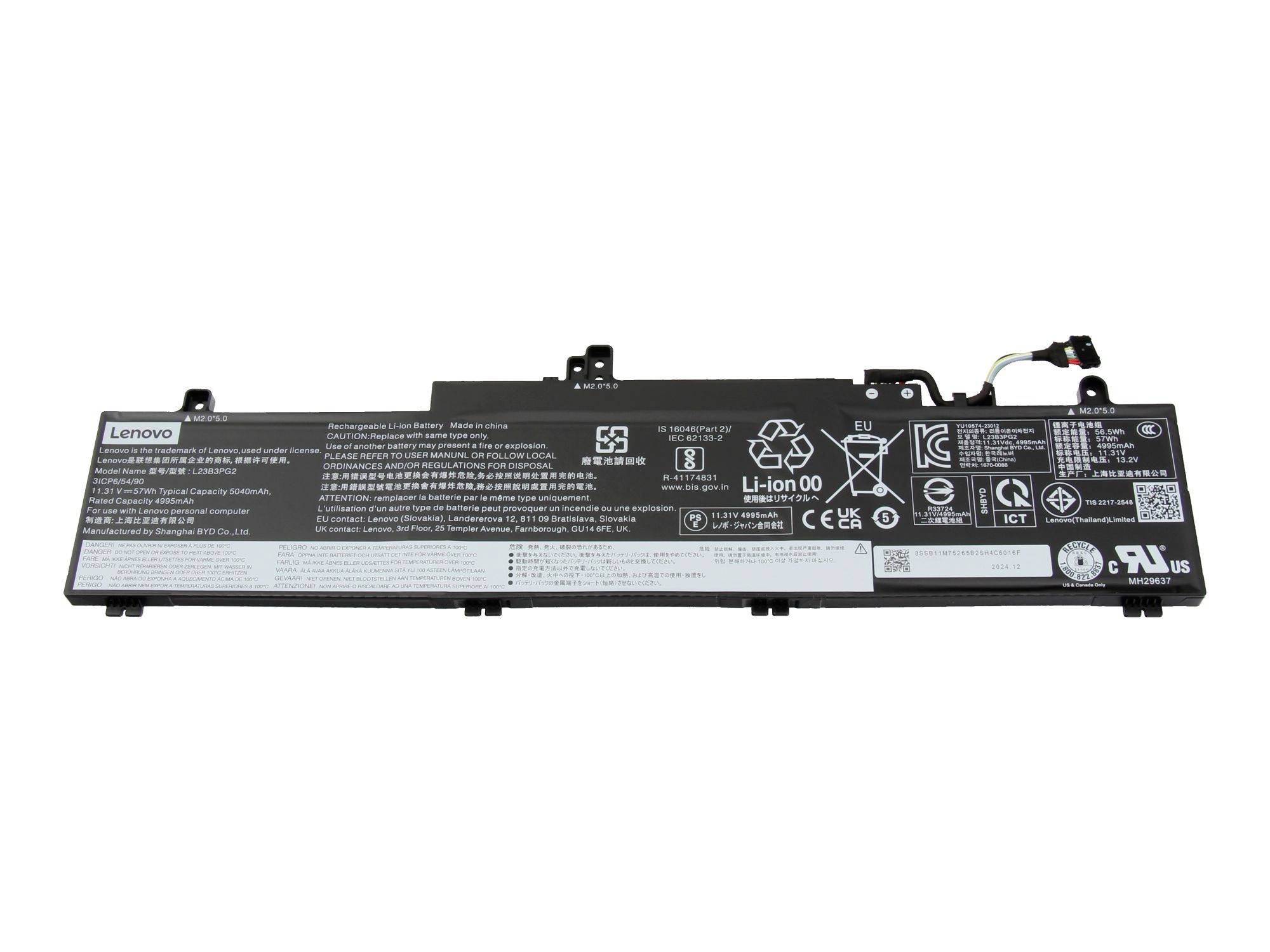 Lenovo Akku 5B11M75272 5B11M75272 Laptopaccu 11.31 V 5040 mAh Lenovo