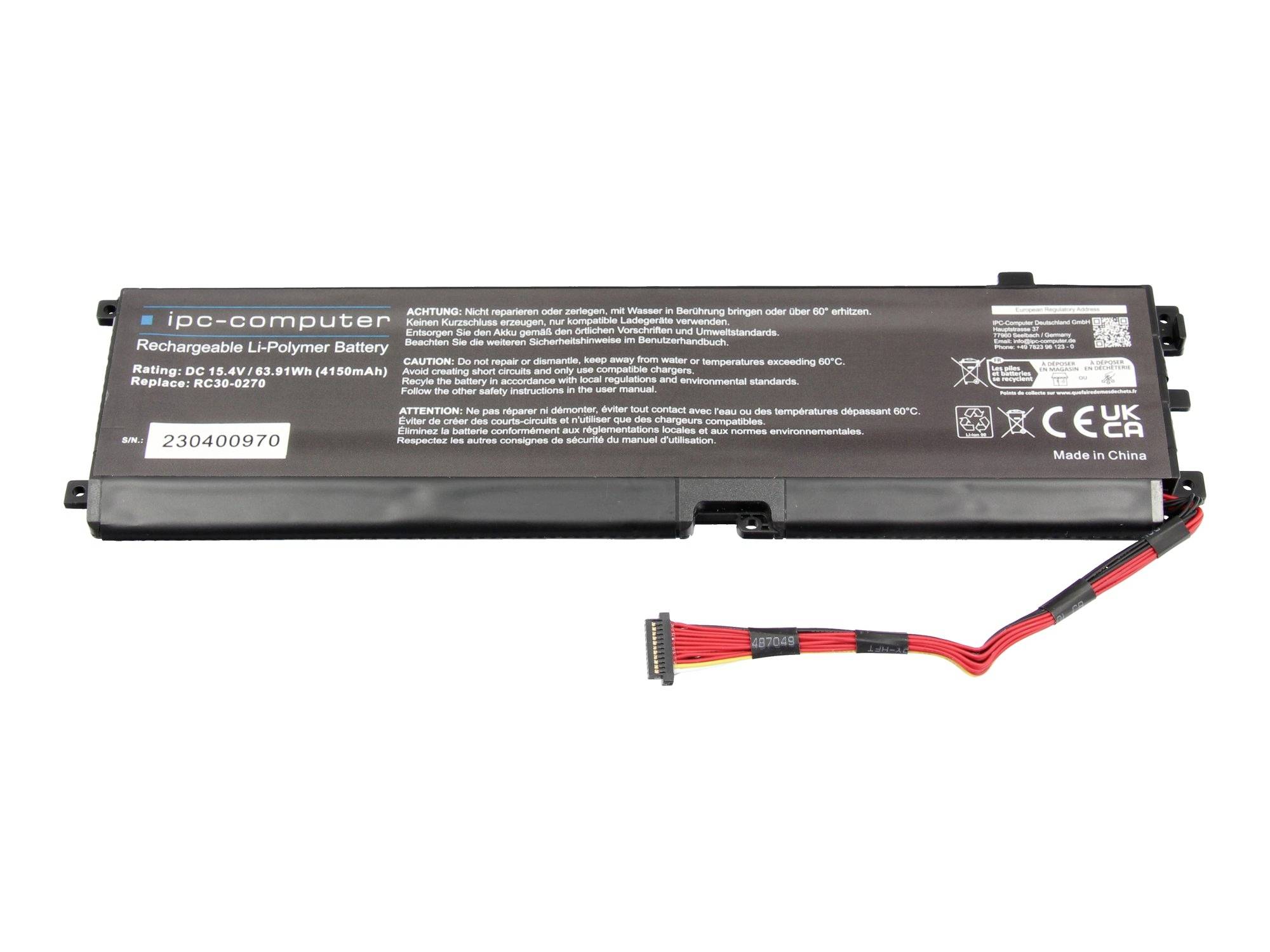 ipc-computer Akku RC30-0270 REPLACE RC30-0270 REPLACE Laptopaccu 15.40 V 4150 mAh IPC-Computer