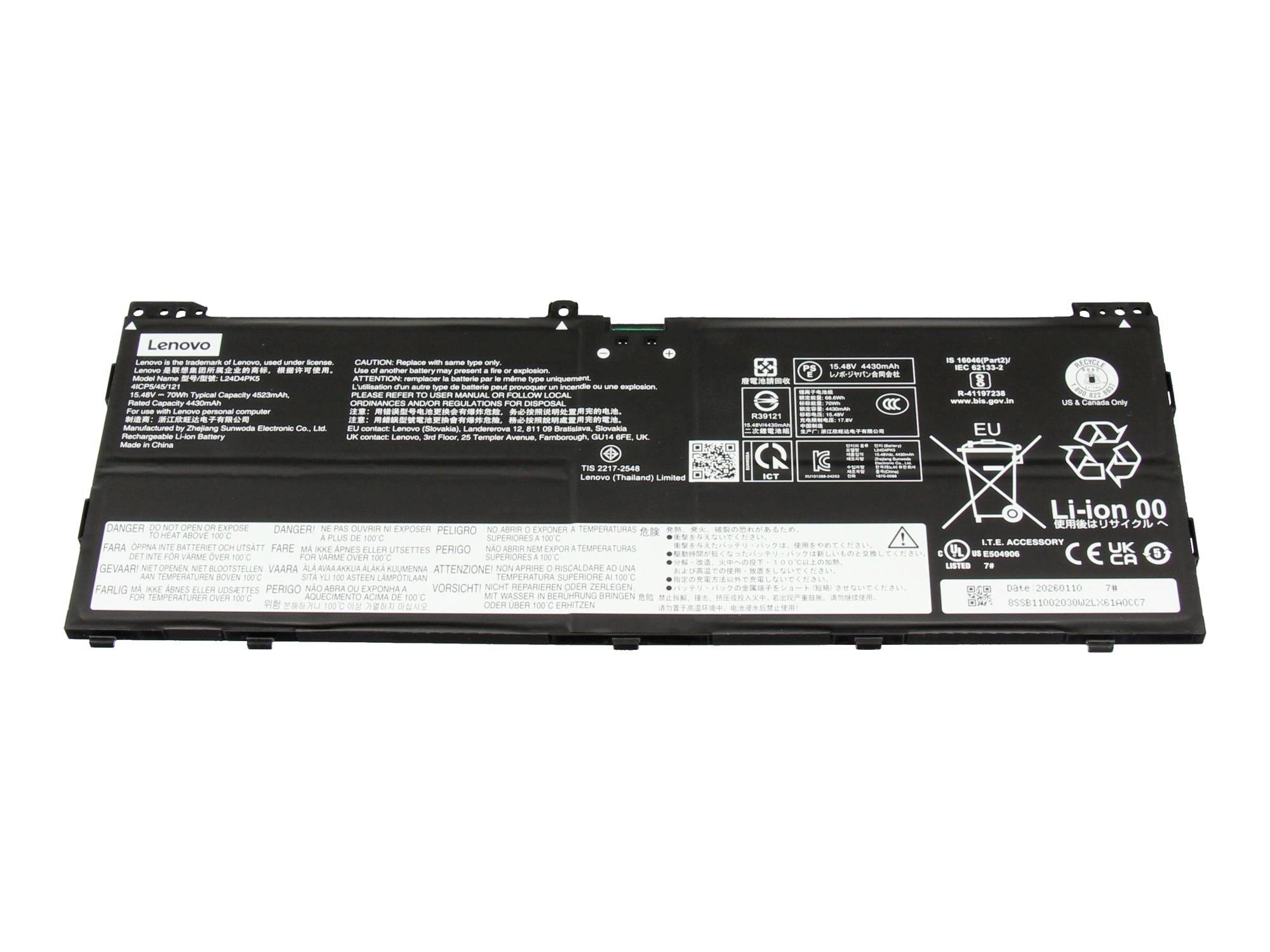 Lenovo Akku 5B11Q01997 5B11Q01997 Laptopaccu 15.48 V 4523 mAh Lenovo