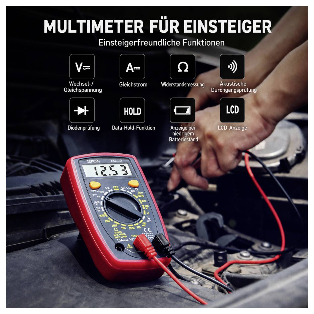 Astro AI Hand-Multimeter digital Anzeige (Counts): 2000-5