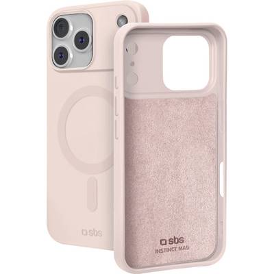 Zwei rosa iPhone-Hüllen, eine mit einem MagSafe-Ring und eine mit glitzerndem Rücken und „sbs INSTINCT MAG"-Branding.