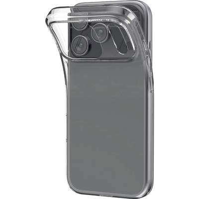 Transparente Schutzhandyhülle auf einem dunklen Smartphone, von hinten gezeigt mit erhöhtem Kameraverschluss.
