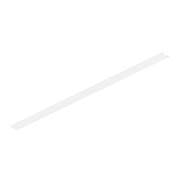 Langes, schmales weißes Leuchtstofflichtelement, das diagonal auf weißem Hintergrund gezeigt wird.