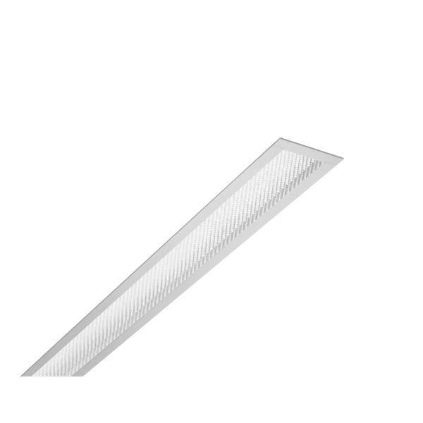 Lange rechteckige durchscheinende Leuchte, diagonal auf weißem Hintergrund dargestellt.