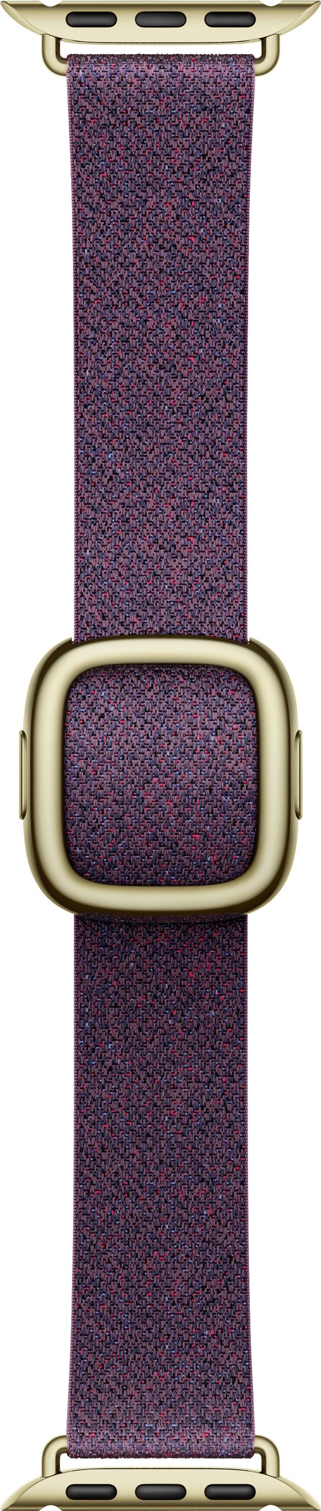 Goldene Uhrbeschlag mit gewebtem Armband in Lila und Rot