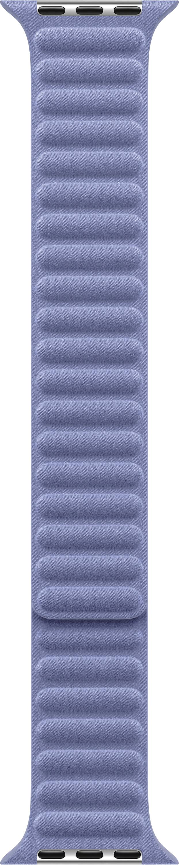 Blaues Silikonarmband mit gerippter Mittelmitte und Metallverbindungsstücken an den Enden.