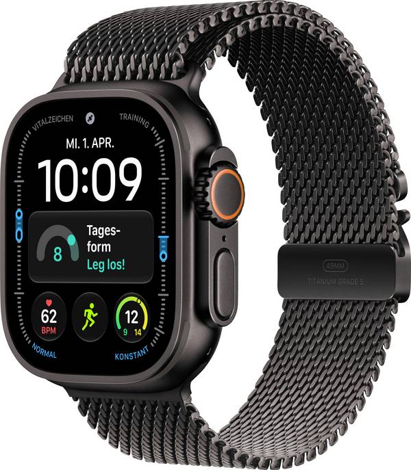 Apple Watch Ultra 4 GPS + Cellular 49 mm Titangehäuse Titanium Milanese Loop Schwarz L