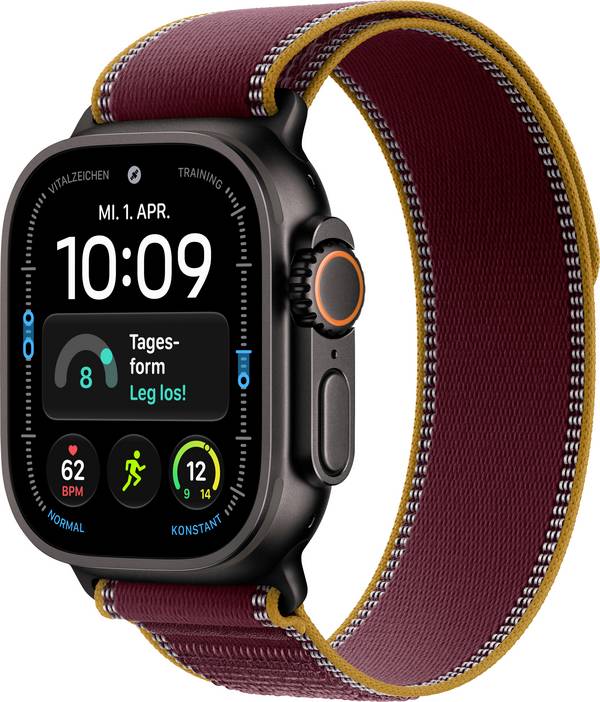 Apple Watch Ultra 4 GPS + Cellular 49 mm Titangehäuse Trail Loop Burgunder M/L