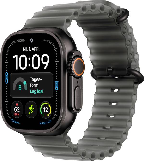 Apple Watch Ultra 4 GPS + Cellular 49 mm Titangehäuse Ocean Band Halbtransparentes Schwarz