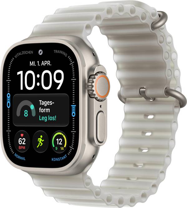 Apple Watch Ultra 4 GPS + Cellular 49 mm Titangehäuse Ocean Band Halbtransparentes Grau