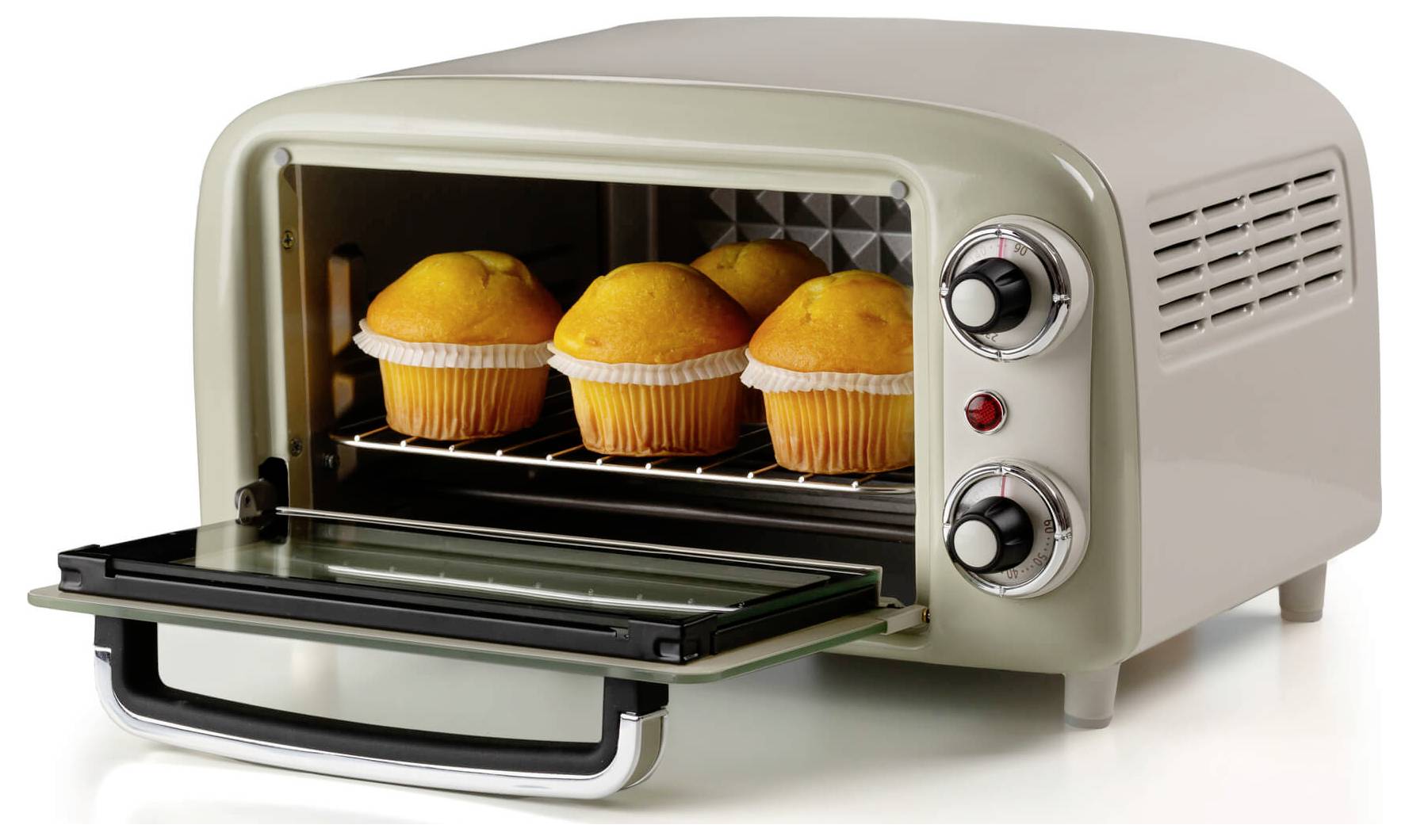 Ariete 3919/03 Vintage Miniofen Grillfunktion, Kontrollleuchte, stufenloser Temperaturregler, tickende Zeitschaltuhr 10 -1