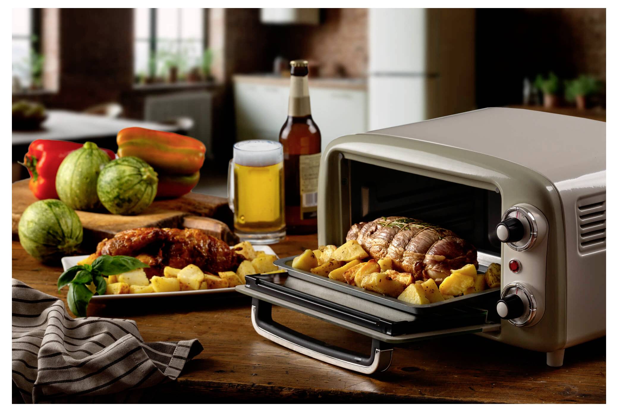 Ariete 3919/03 Vintage Miniofen Grillfunktion, Kontrollleuchte, stufenloser Temperaturregler, tickende Zeitschaltuhr 10 -4