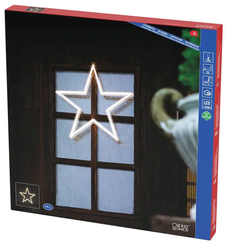Weihnachtsstern-förmige LED-Fensterlichtdekoration in einer Box für den Innen- oder Außenbereich, wie auf der Verpackung abgebildet.