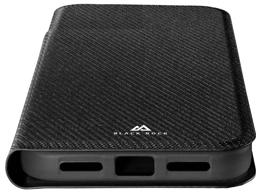 Black Rock tragbare Powerbank mit strukturiertem schwarzem Gehäuse und drei vorderen Anschlüssen