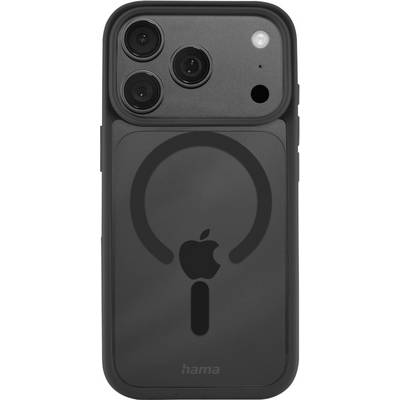Dunkelgraues iPhone-Gehäuse mit drei Aussparungen für die rückwärtigen Kameras und einem zentrierten MagSafe-Ring um das Apple-Logo.