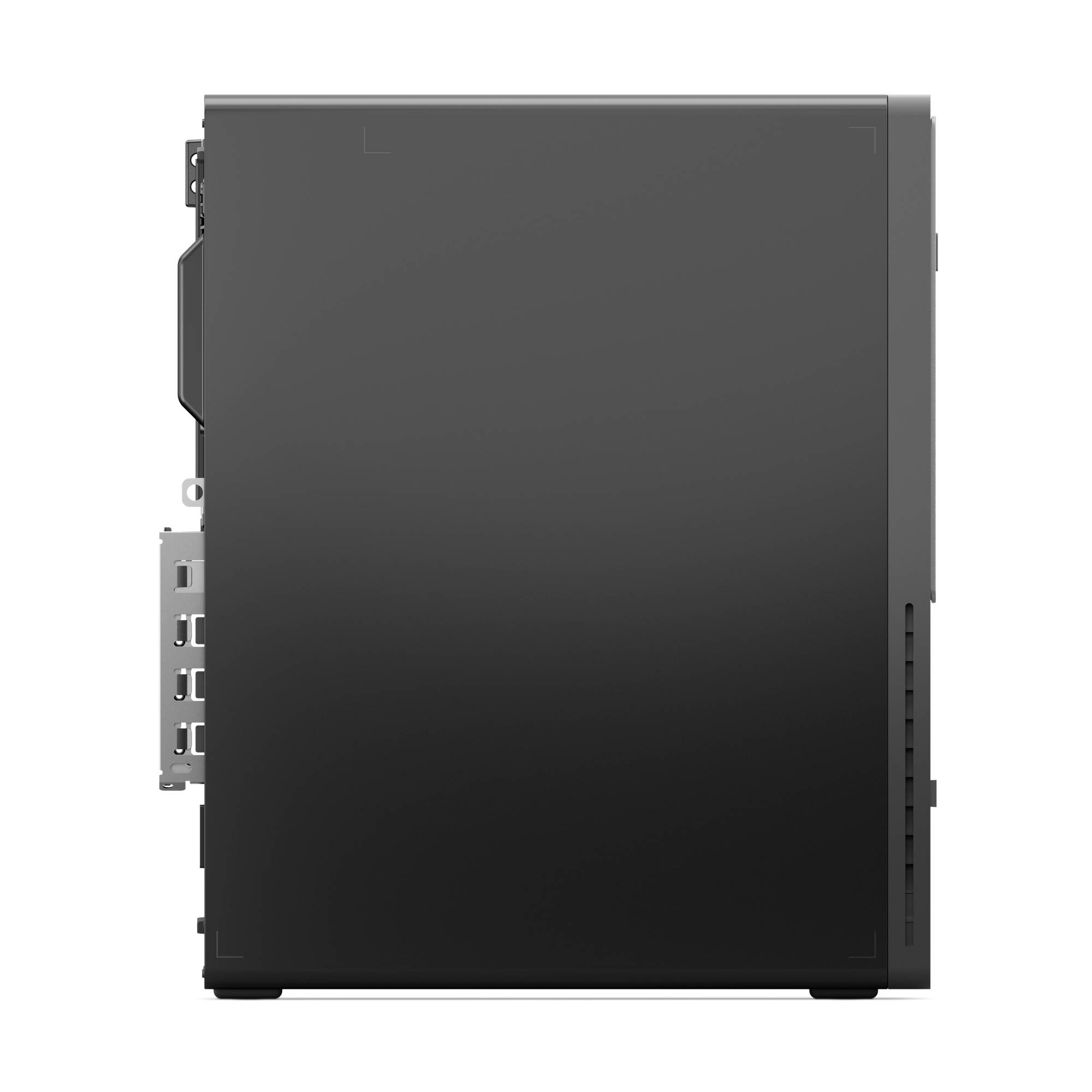 Schwarzes rechteckiges elektronisches Modul oder Computergehäuse von vorne gezeigt, mit sichtbaren Seitenverbindern und Lüftungsöffnungen.
