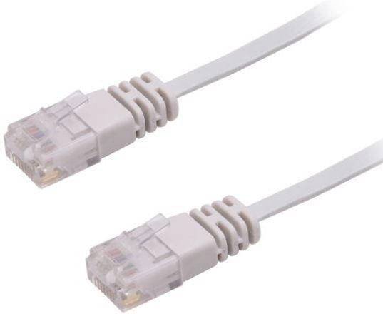 Zwei weiße Ethernet-Kabelstecker auf weißem Hintergrund.