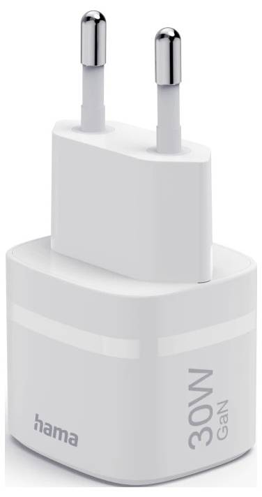 Weiß Hama 30W GaN Wandladegerät mit zwei runden europäischen Steckerpins