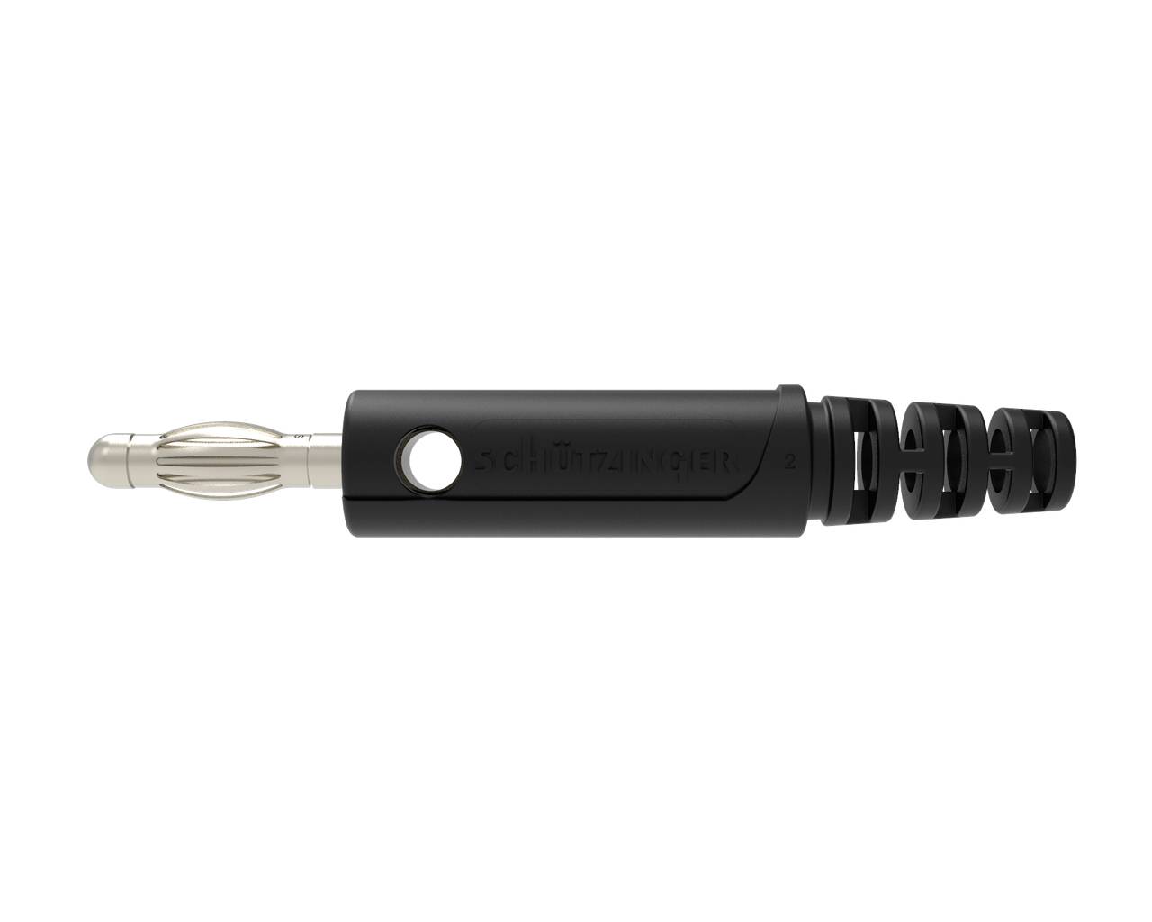 Schützinger DI FK 9800 L Ni / SW Federkorbstecker Stecker, gerade Stift-Ø: 4 mm Schwarz 1 St. Bag