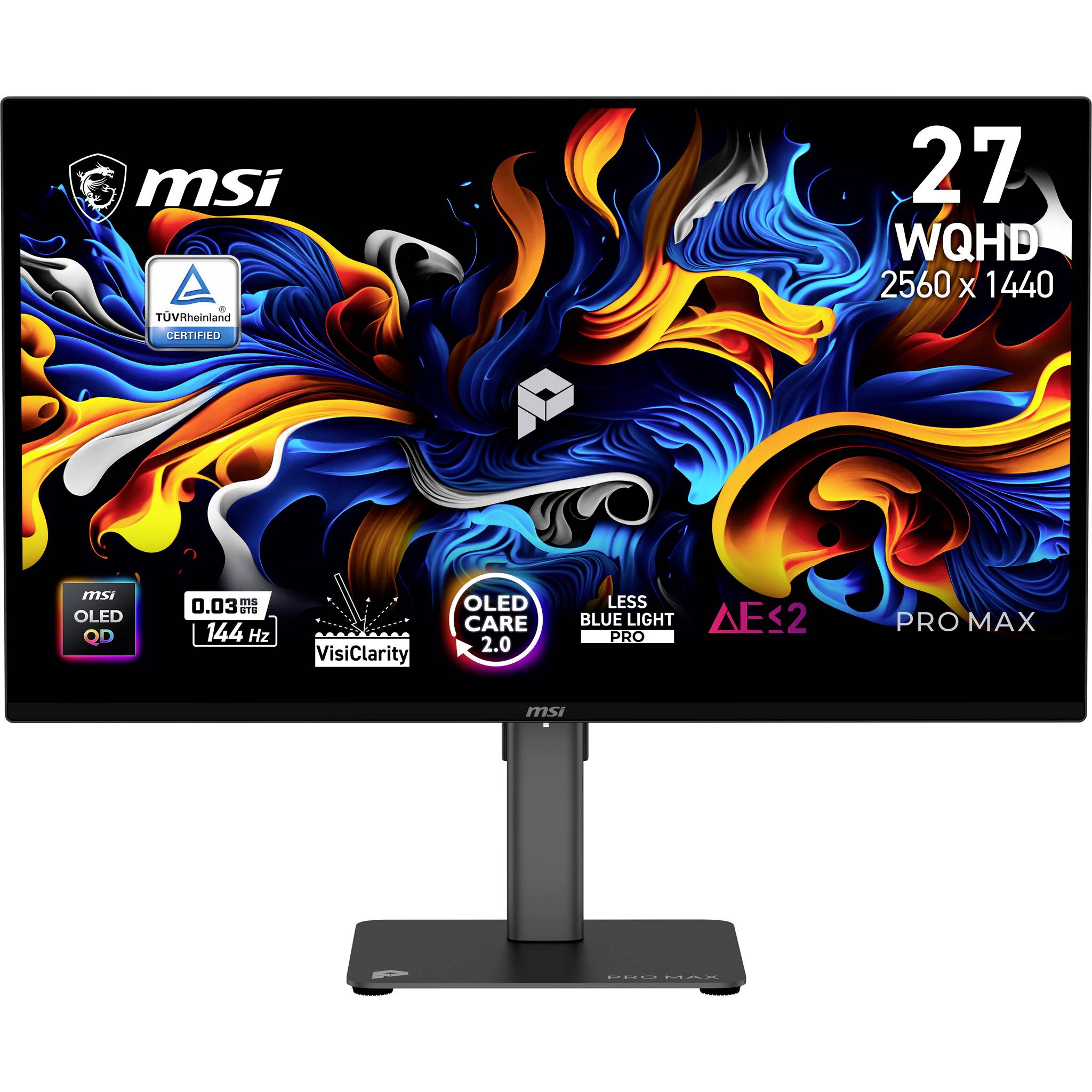 MSI PRO MAX 271QPX14G OLED-Monitor EEK F (A - G) 67.3 cm (26.5 Zoll) 2560 x 1440 Pixel 16:9 0.03 ms OLED-0