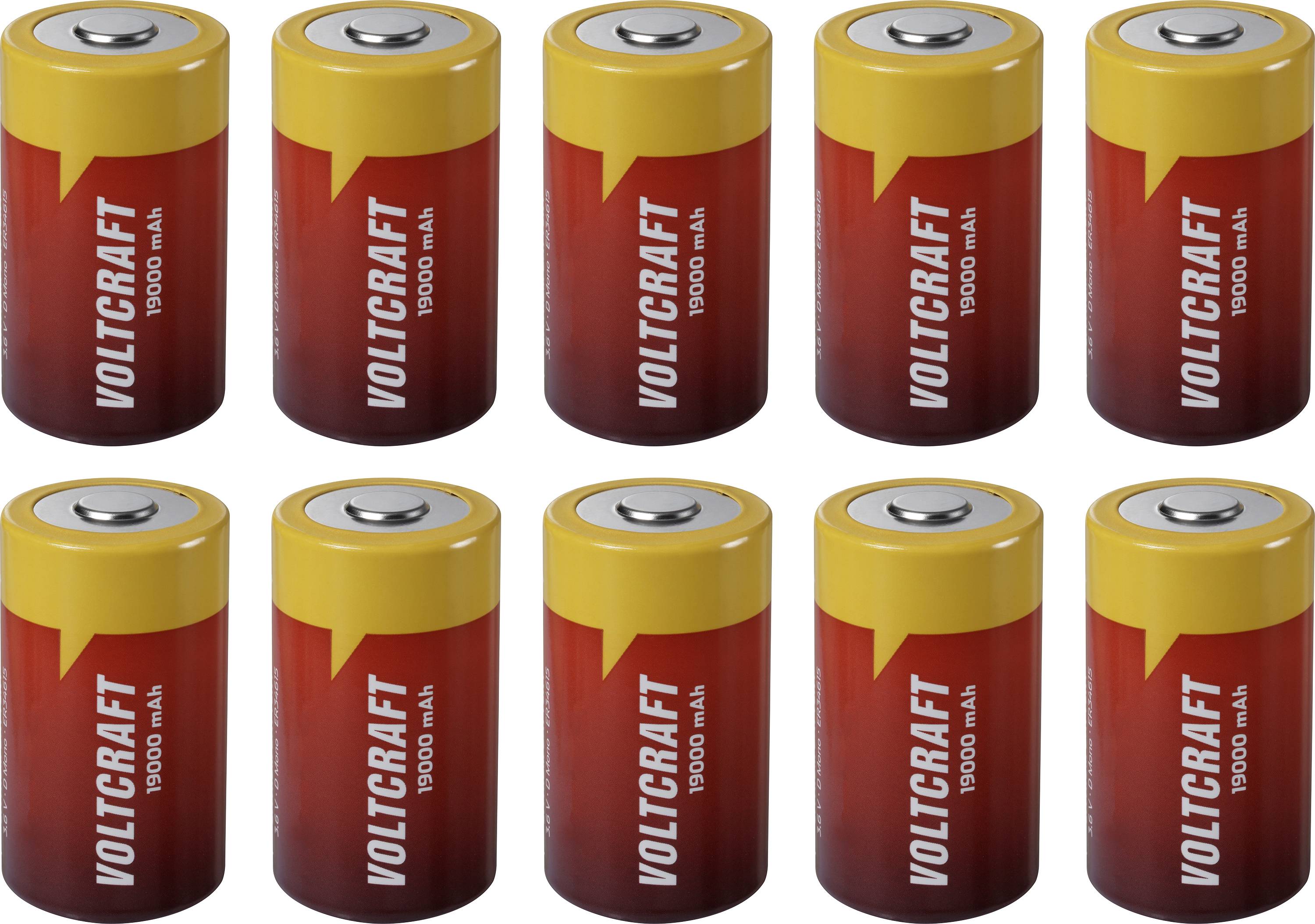 VOLTCRAFT Spezial-Batterie Mono (D) Button-top Li-SoCl2 3.6 V 19000 mAh 10 St.
