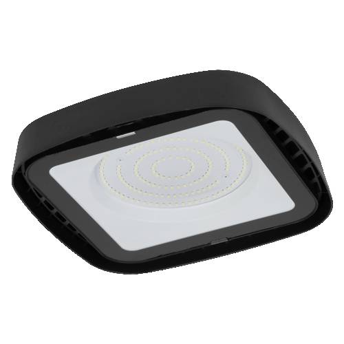 Schwarze LED-Deckenleuchte mit quadratischer Form, abgerundeten Ecken und konzentrischen Ring-LEDs
