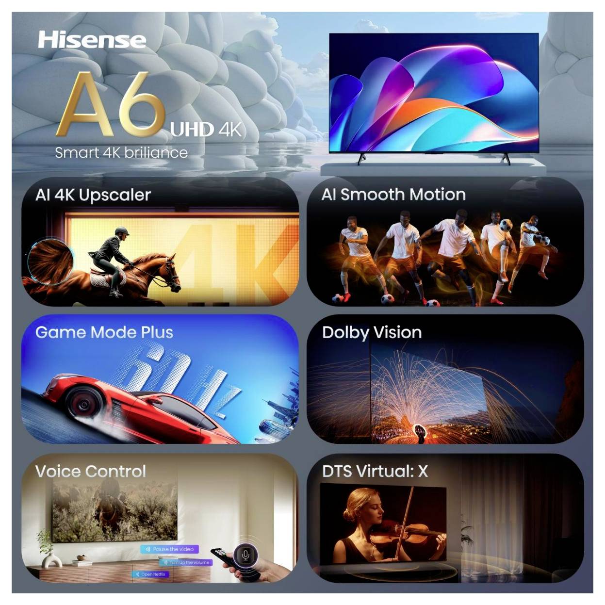 Hisense 65A6S LED-TV 164 cm 65 Zoll EEK E (A - G) Schwarz Ultra HD, Smart TV-2