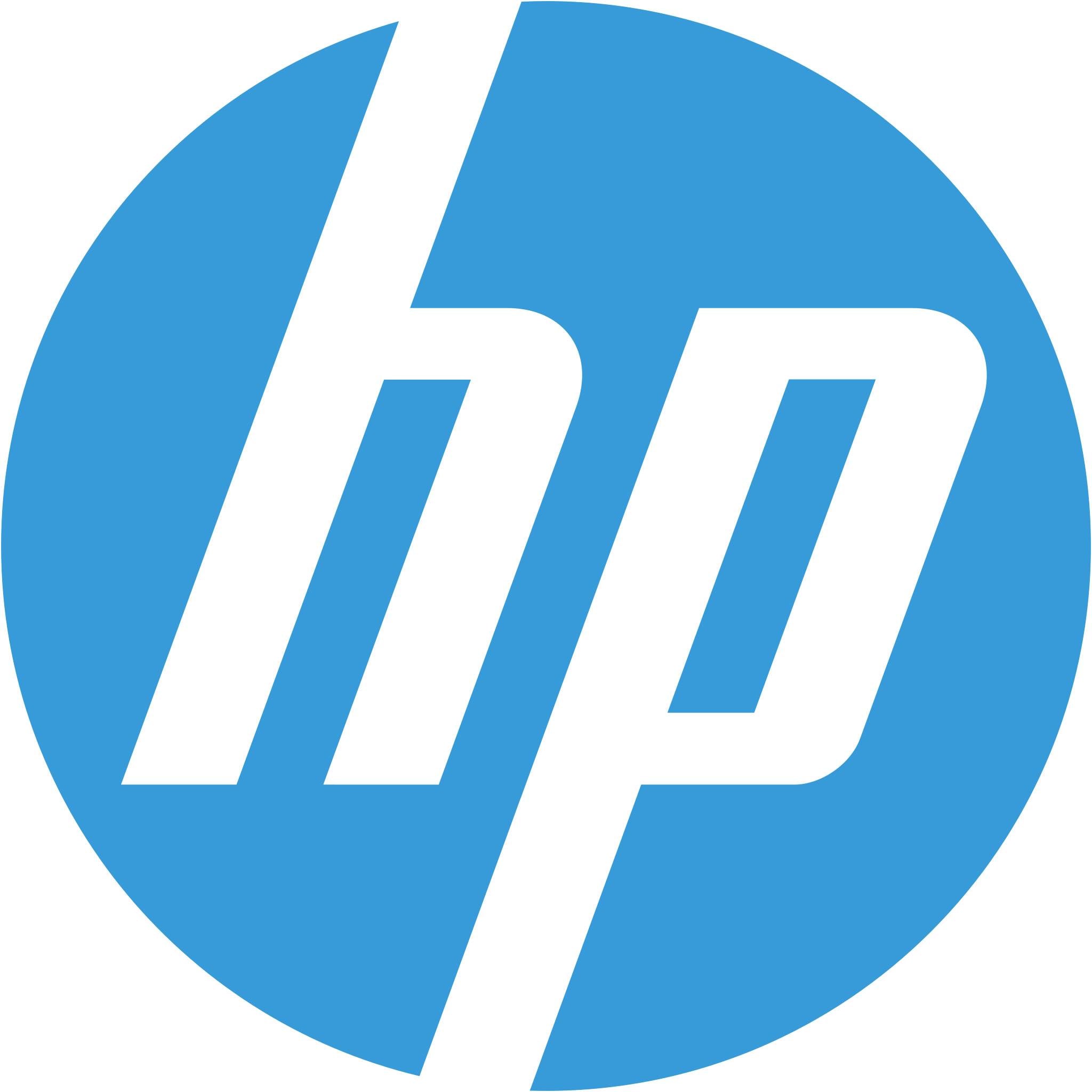Blaues kreisförmiges HP-Logo mit stilisierten weißen Kleinbuchstaben „hp" in der Mitte.