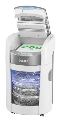 Leitz 80400000 Aktenvernichter 200 Blatt Partikelschnitt 4 x 10 mm P-4 21 l Vernichtet auch Kreditkarten, Heftklammern, Büroklammern