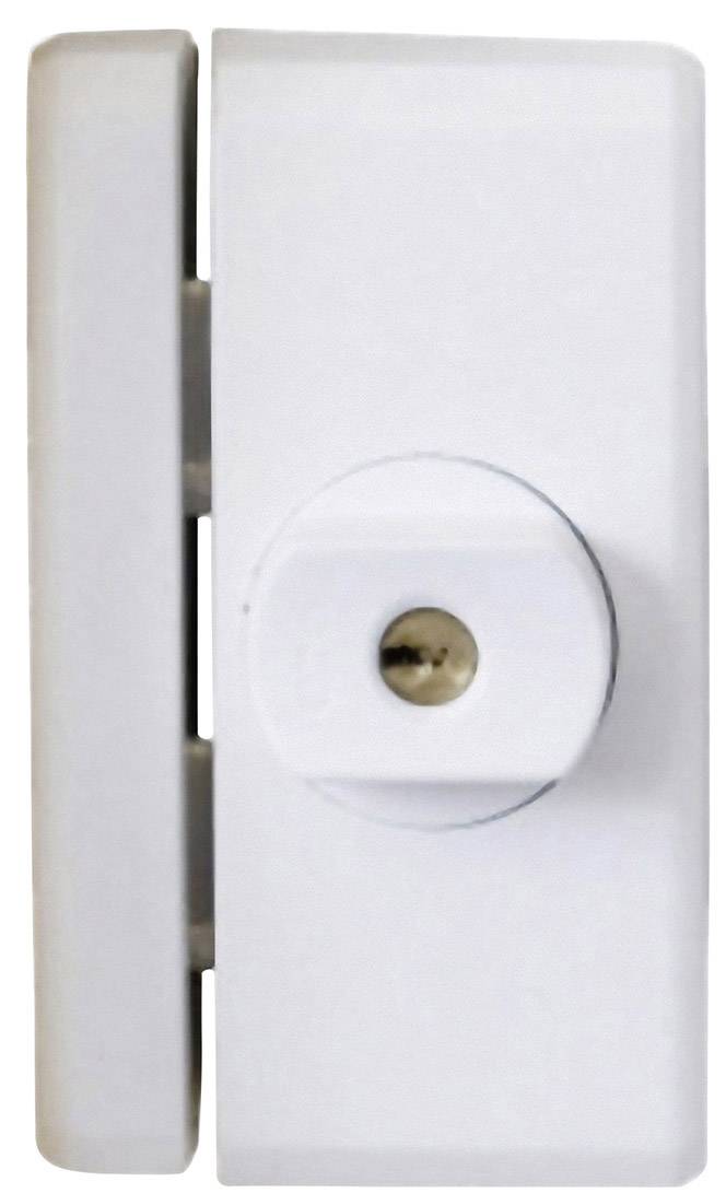 Eine weiße Türverriegelung mit Drehknauf, seitlich dargestellt, zeigt Funktion und Design.
