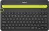Logitech K480 Bluetooth® Tastatur Englisch, QWERTY Schwarz, Gelb