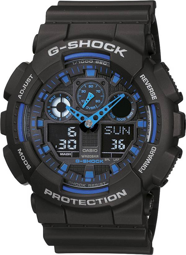 Casio  Armbanduhr GA-100-1A2ER (B x H) 51.20 mm x 55 mm Blau, Schwarz Gehäusematerial=Kunstharz Material (Armband)=Kunstharz