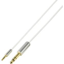 Prepojovací audio kábel SpeaKa, zástrčka jack 6,35 ⇔ zástrčka jack 3,5 mm, biela, 5 m