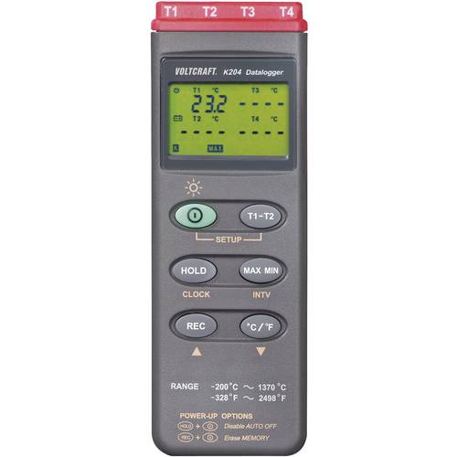VOLTCRAFT K204 Temperatur-Messgerät kalibriert (DAkkS-akkreditiertes Labor) -200 - +1370 °C Fühler-Typ K Datenlogger-Fun...