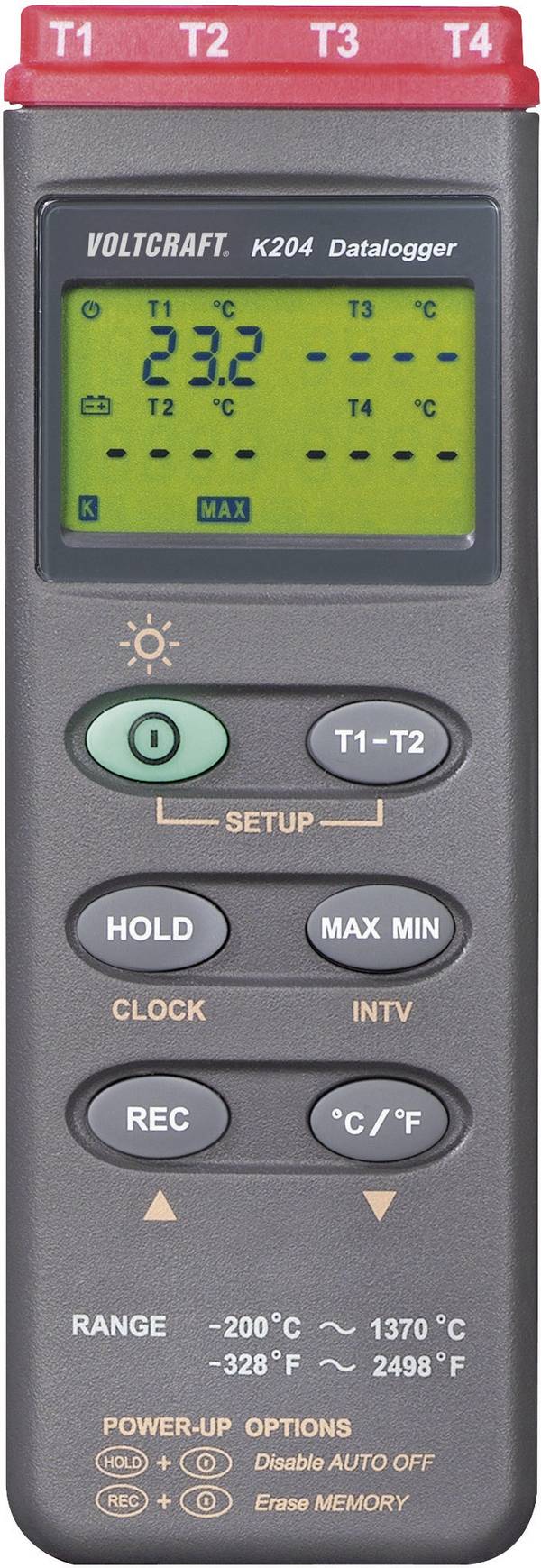 VOLTCRAFT K204 Temperatur-Messgerät kalibriert (ISO) -200 - +1370 °C Fühler-Typ K Datenlogger-Funktion