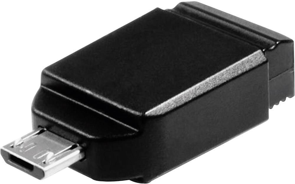 Ein schwarzer USB-Adapter mit Micro-USB-Anschluss, der zur Verbindung von Geräten verwendet wird.