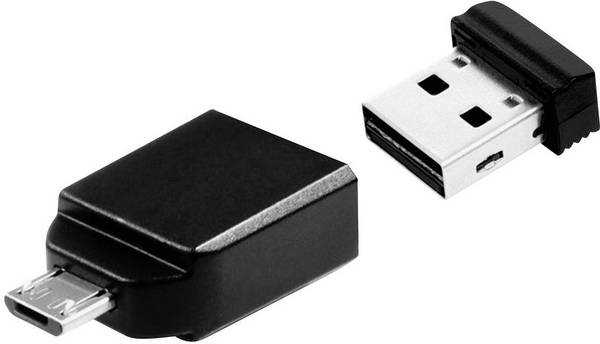 Verbatim Nano Store N GO USB-Zusatzspeicher Smartphone/Tablet Schwarz 32 GB USB-A (USB 2.0), Micro-USB B (USB 2.0)