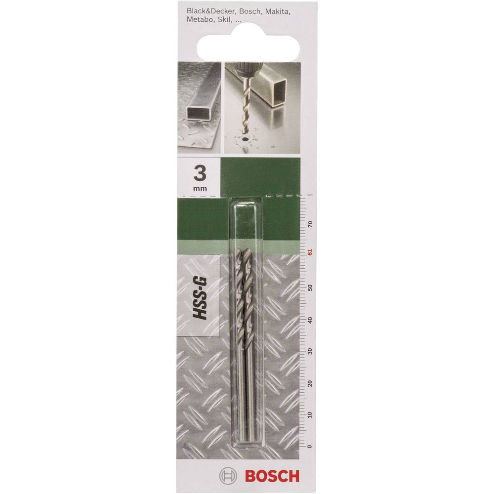 Bosch Accessories 2609255038 HSS Metaal-spiraalboor 3 mm Gezamenlijke lengte 61 mm Geslepen DIN 338 Cilinderschacht 2 stuk(s)
