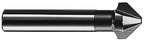 Ein Kegelsenker aus Metall mit einem zylindrischen Schaft und einem konischen Kopf. Werkzeuge zum Entgraten und Ansenken von Bohrungen.