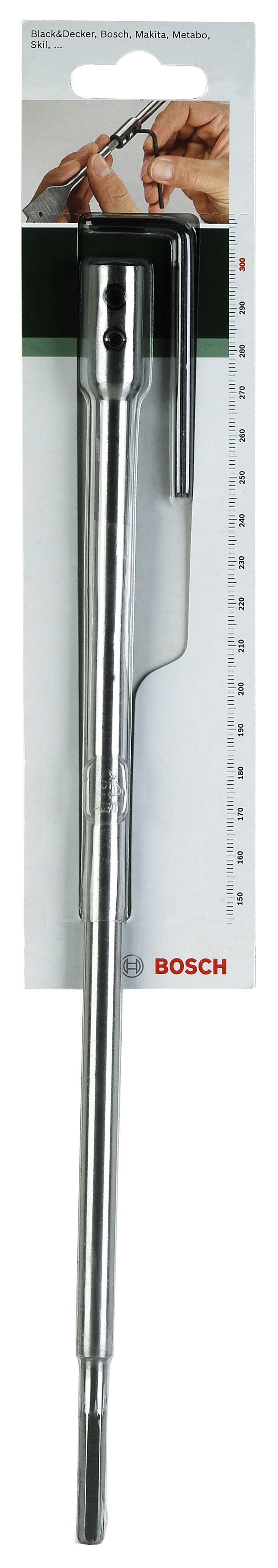 Verlängerung für Spiralbohrer von Bosch, verpackt in Kunststoffblister. Geeignet für SDS-plus, ermöglicht längere Bohrtiefe.