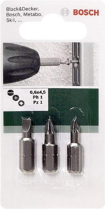 BOSCH Bit-Set 3teilig Bosch 2609255973 Schlitz, Kreuzschlitz Phillips, Kreuzschlitz Pozidriv