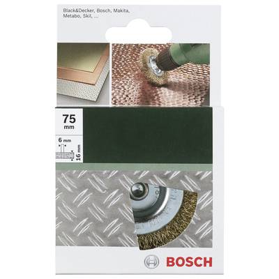 Bosch Accessories Scheibenbürsten für Bohrmaschinen – Gewellter Draht, vermessingt, 75 mm D= 75 mm, Breite= 16 mm Schaft
