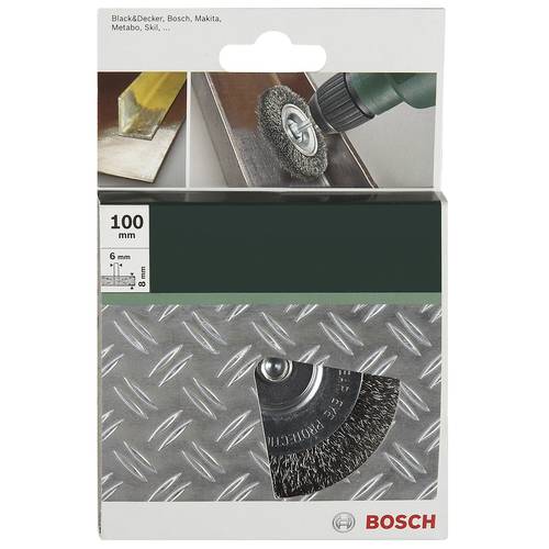 Bosch Accessories Scheibenbürsten für Bohrmaschinen – Gewellter Draht, 100 mm Durchmesser = 100 mm Schaft-Ø 6 mm 2609256...