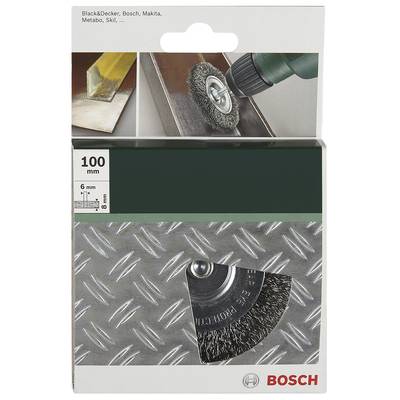 Bosch Accessories Scheibenbürsten für Bohrmaschinen – Gewellter Draht, 100 mm Durchmesser = 100 mm Schaft-Ø 6 mm 2609256