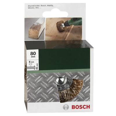 Bosch Accessories 2609256541 Holzstrukturbürste für Bohrmaschinen – Gewellter Draht, vermessingt, 80 mm Durchmesser = 80